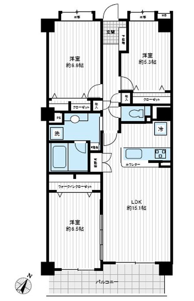 プリンスハイツ梶ヶ谷弐番館(3LDK) 5階の間取り図