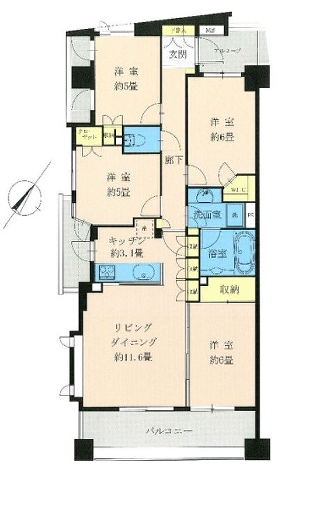 シティハウス三ツ沢上町(4LDK) 3階の間取り図