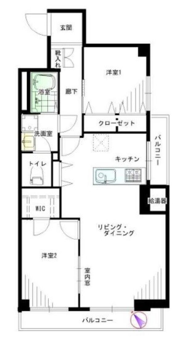 パシフィック磯子マンション(2LDK) 11階の間取り図