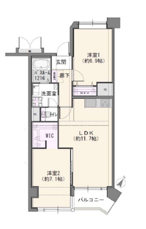 天王町スカイハイツ6号棟の間取り