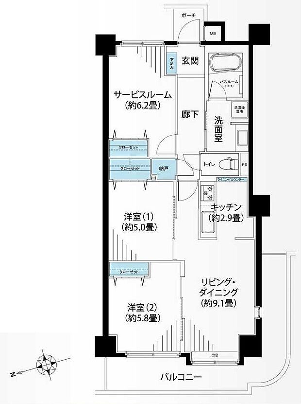 オークラハイム綱島(2SLDK) 1階の間取り図