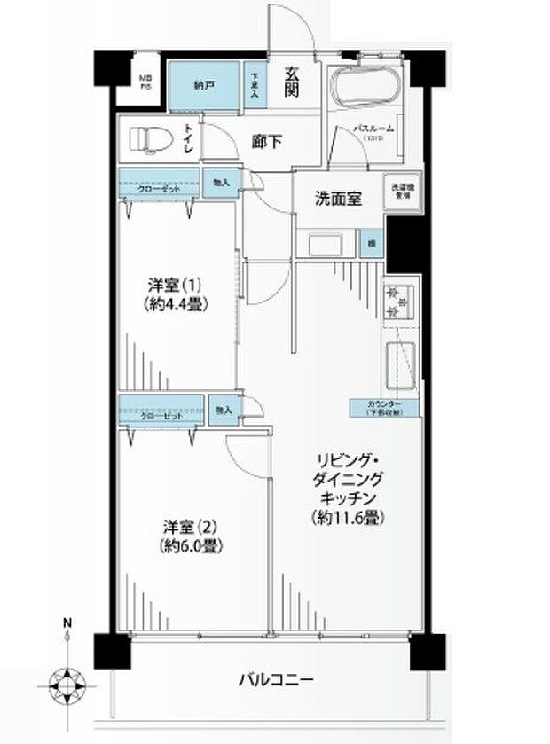 シーアイマンション神奈川(2SLDK) 7階の間取り図