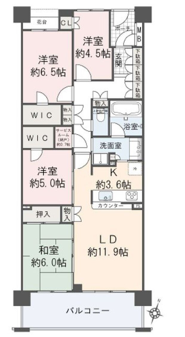 グレーシアガーデン溝の口(4SLDK) 3階の間取り図