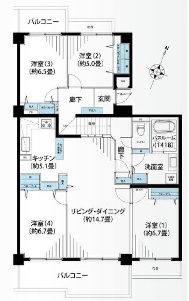 コンフォール東山田5−4号棟(4LDK) 3階の間取り図