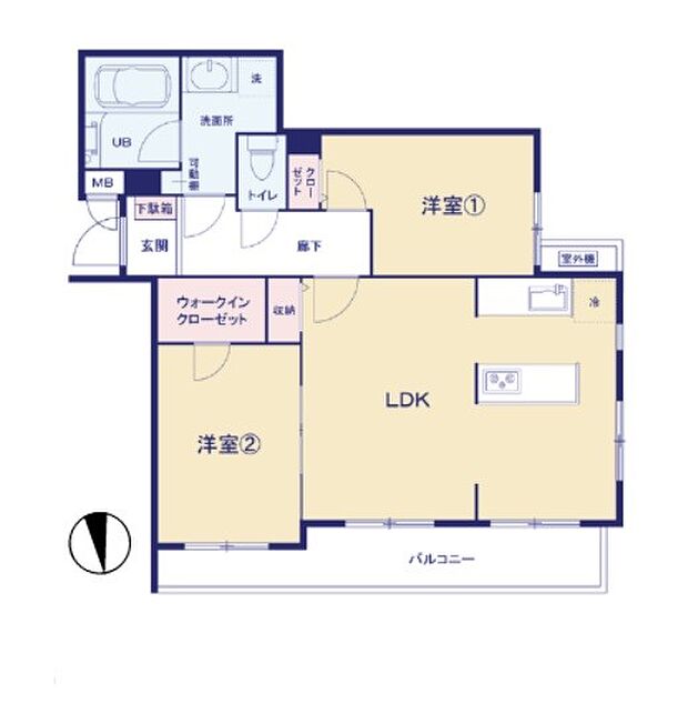 マイキャッスル中野島弐番館(2LDK) 2階の間取り図