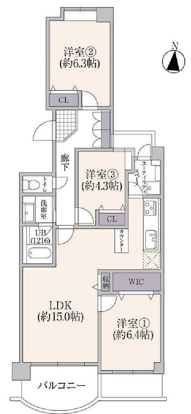 パークハイツ鶴見(3LDK) 7階の間取り図