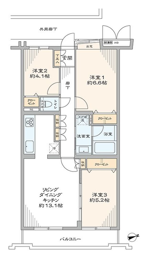 エクセラージュ宮前平(3LDK) 3階の間取り図