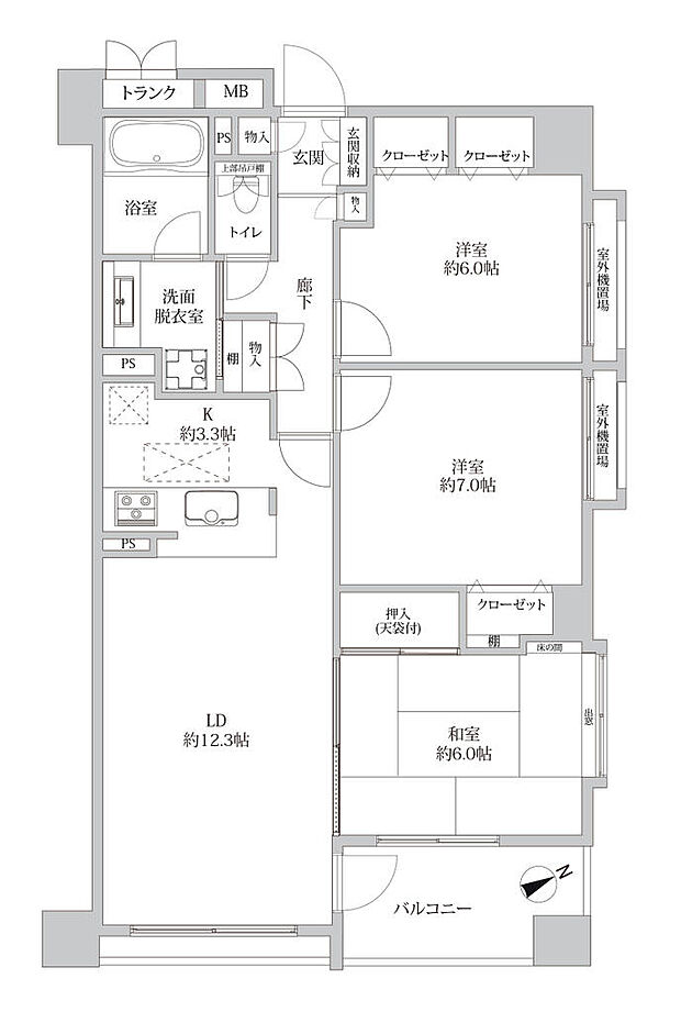 セザール第二成増ガーデン(3LDK) 2階の間取り図