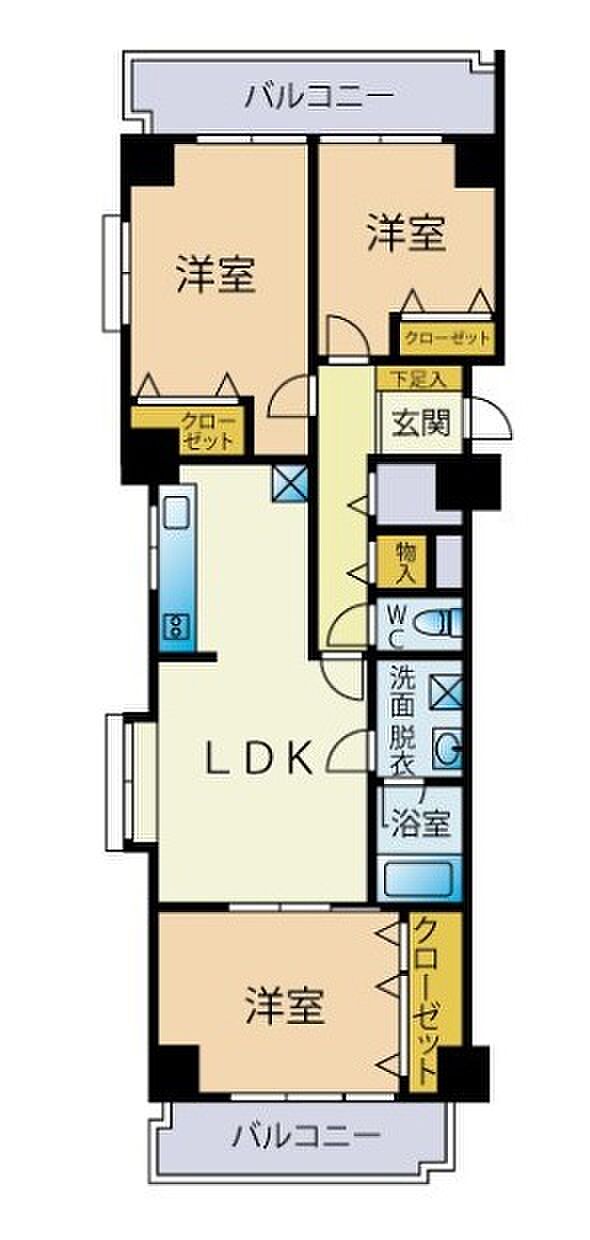 ライオンズマンション高宮第5(3LDK) 6階の間取り図