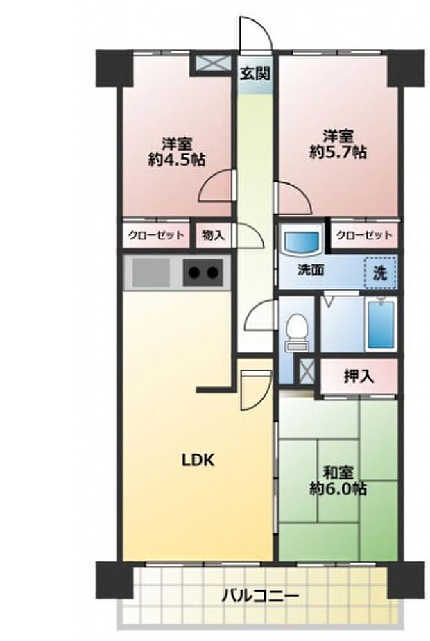 ビブレマンション健軍東(3LDK) 2階/203の内観