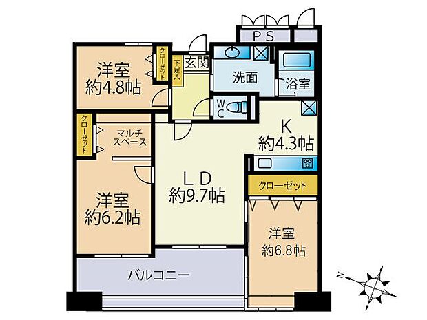 アーバンパレスアルカディア春日原(3LDK) 4階の内観