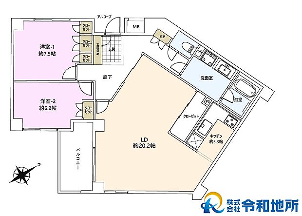 マリブコート茅ヶ崎(2LDK) 2階/210号室の間取り図