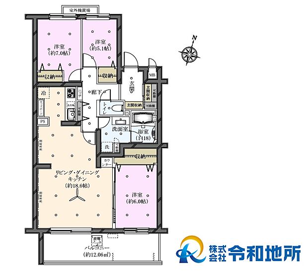 ラミアール藤沢モアクレストB棟(3LDK) 3階/304号室の間取り図