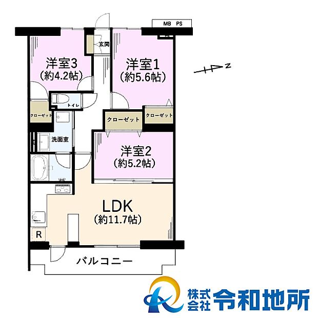 クリオ藤沢伍番館(3LDK) 2階/214号室の間取り図