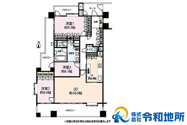 クリオレジダンス湘南辻堂(3LDK) 6階/613号室の間取り図