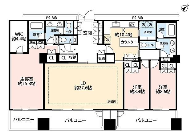 アークヒルズ仙石山レジデンス(3LDK) 6階の間取り図