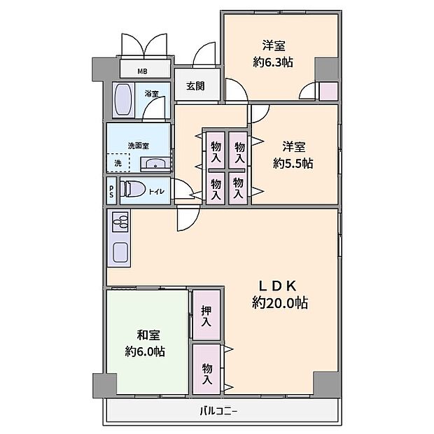 梅田北セントポリア(3LDK) 1階の間取り図