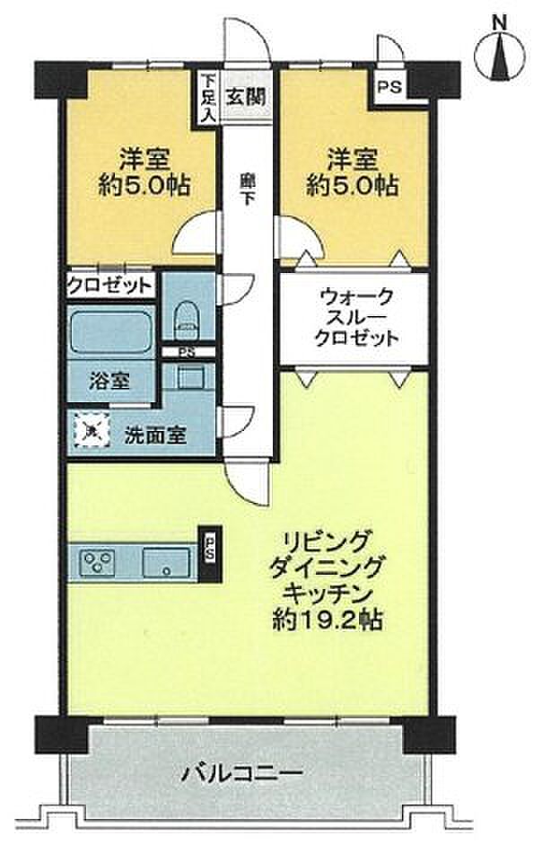 ライオンズマンション野田公園(2LDK) 7階の間取り図