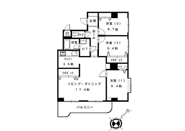 ライオンズマンション手稲本町(3LDK) 8階/803の内観