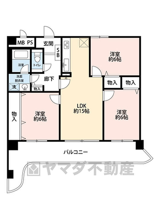 ライオンズマンション筑紫丘西(3LDK) 2階の間取り図