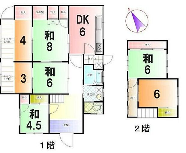 部屋数が多いので夢の1人1部屋、収納スペースの確保などができる間取りです♪