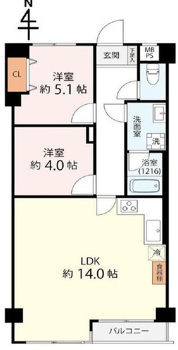 ライオンズマンション小平(1SLDK) 1階の間取り図