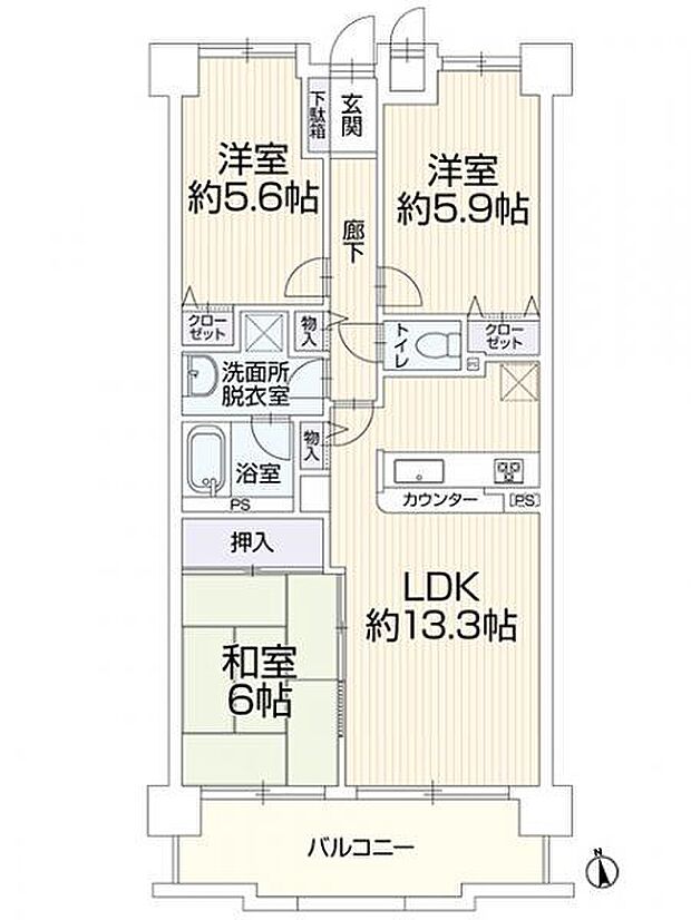 レールシティ大垣(3LDK) 4階/403の間取り図