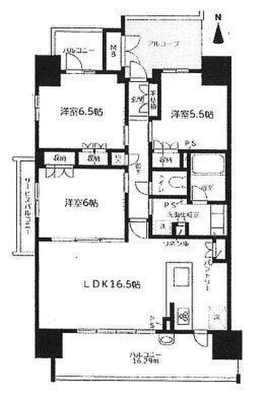 シティライフ浜松ザ・フロンティア(3LDK) 5階の間取り図