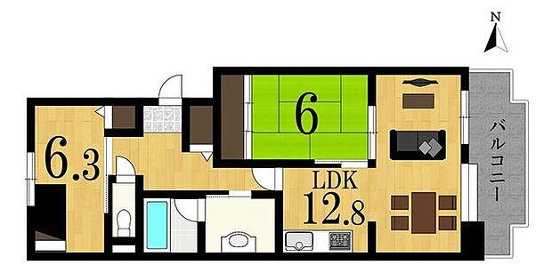【layout】5階の2LDKのお部屋です♪エレベーター付きで重い荷物を持っていても楽にフロアまで上がることができます^^