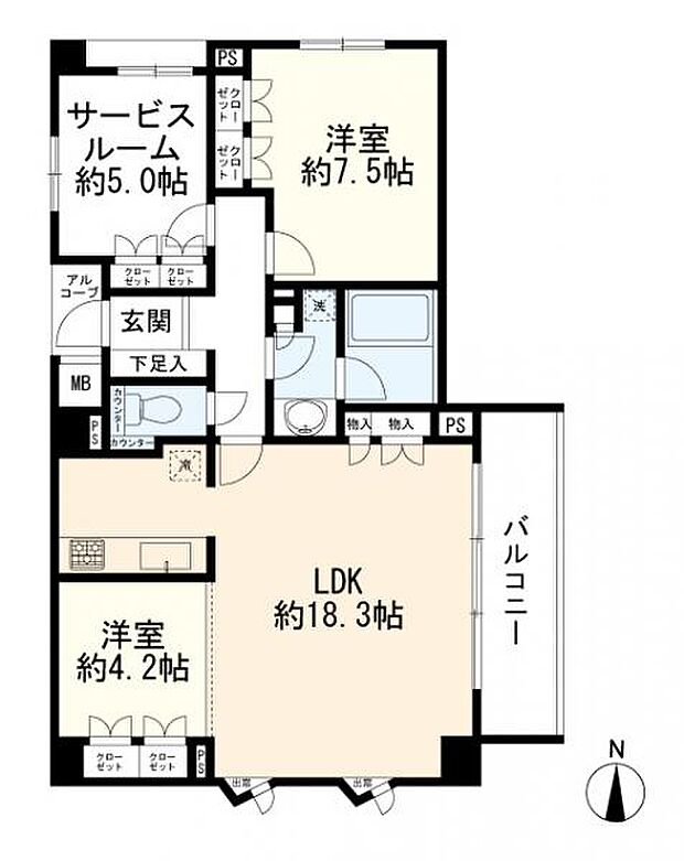 グランスイート横濱山手(2SLDK) 4階の間取り図