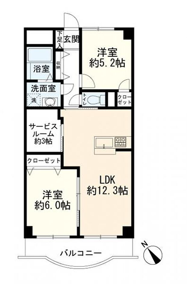 ライオンズマンション三ツ沢公園(2SLDK) 7階の間取り図