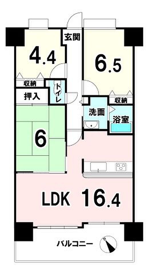 ユニライフ大和高田II(3LDK) 6階の内観