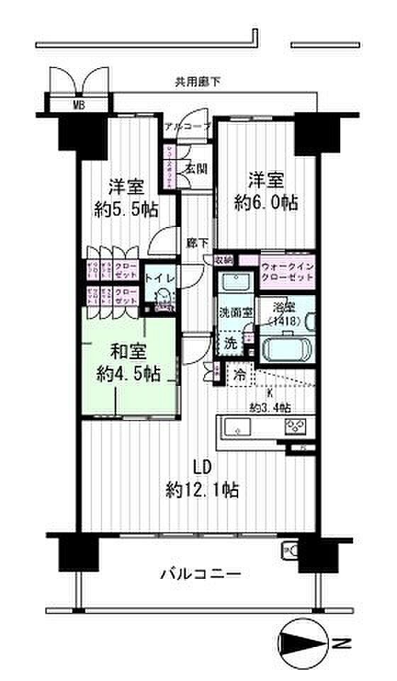 グランドパレス平野(3LDK) 2階の内観