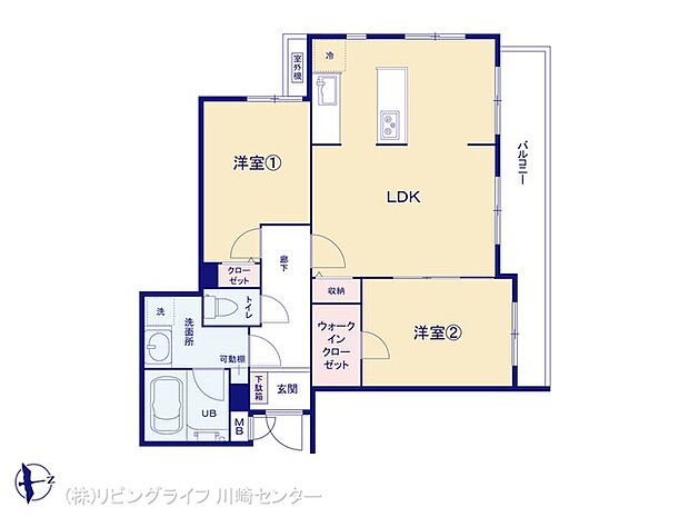 マイキャッスル中野島弐番館(2LDK) 2階の間取り図