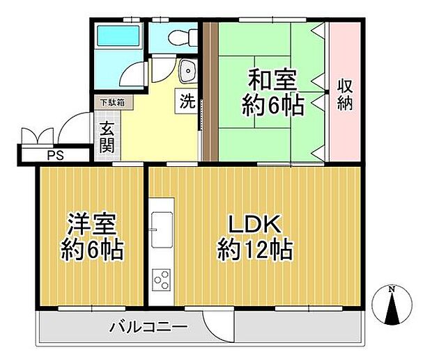 山田池住宅第12号棟(2LDK) 1階の内観