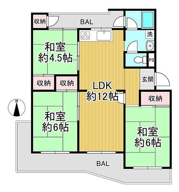 男山E団地　E2号棟(3LDK) 3階の内観
