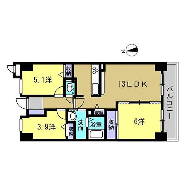 ロイヤルシャトー西条(3LDK) 8階の間取り図