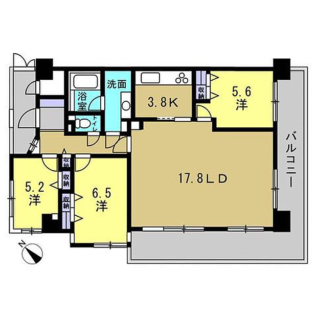 ファミール江波公園ツインズ弐番館(3LDK) 2階の間取り図