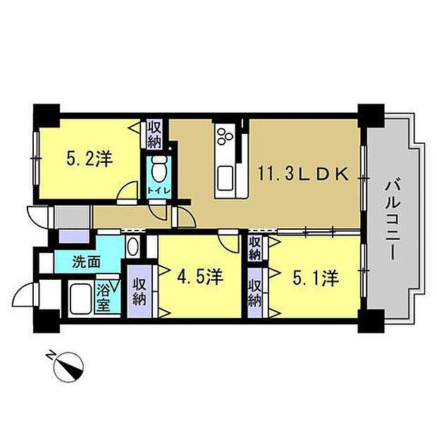 朝日プラザ長束西(3LDK) 2階の内観