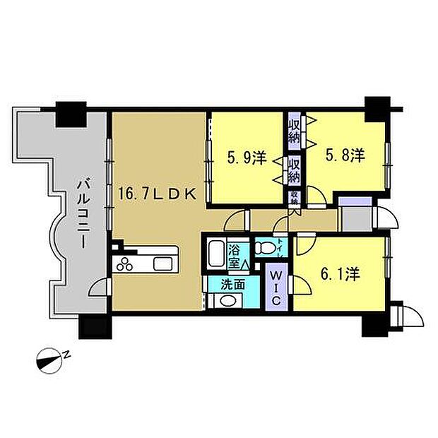 サーパス南千田橋(3LDK) 10階の間取り図