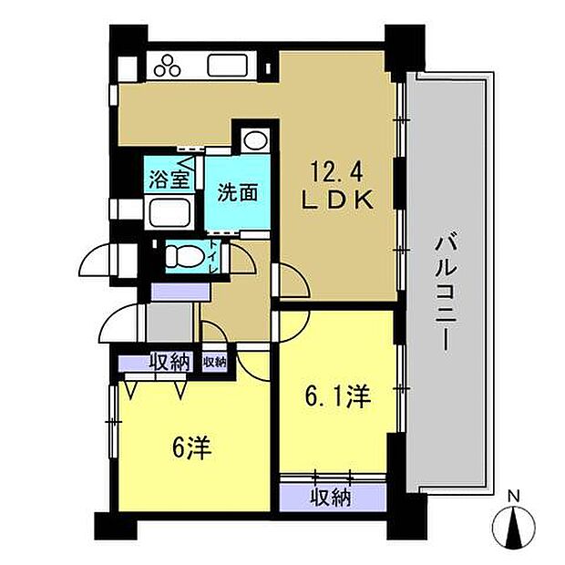 平和大通りパークマンション(2LDK) 2階の間取り図