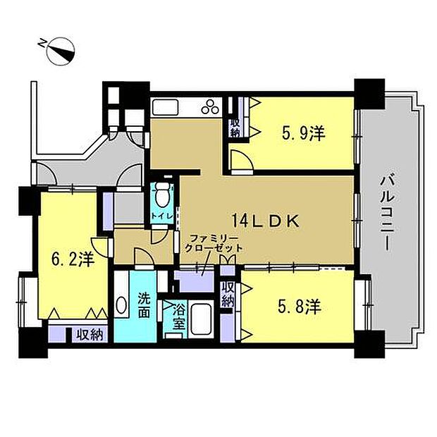 クレアガーデン高須A棟(3LDK) 12階の内観
