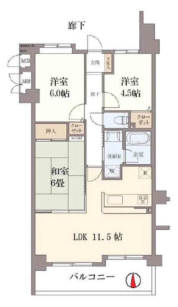 ダイアパレス若葉弐番館(3LDK) 5階の間取り図