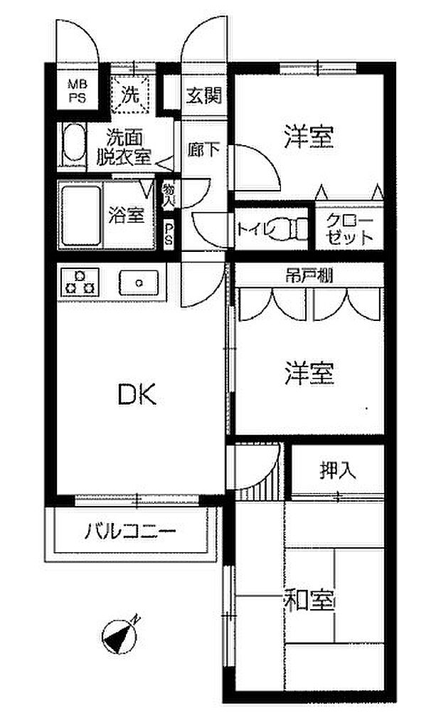 セザール第三上福岡(3DK) 2階の内観