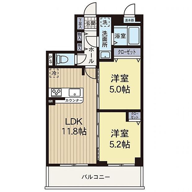 クリオ海老名弐番館(2LDK) 3階の間取り図
