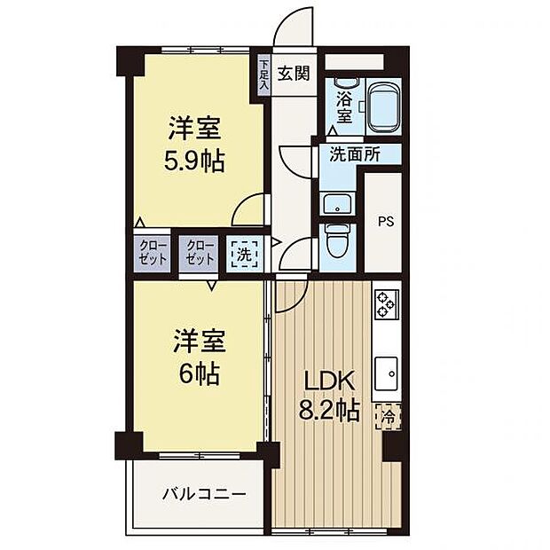湘南台駅前分譲共同ビル(2LDK) 6階の間取り図
