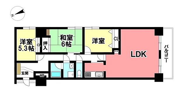 ファミール日比野(3LDK) 11階の間取り図