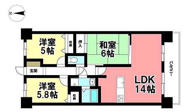 アメニティ大治2番館(3LDK) 4階の間取り図