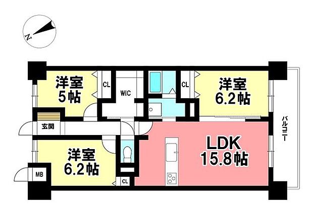 ライオンズガーデン一番町(3LDK) 2階の間取り図