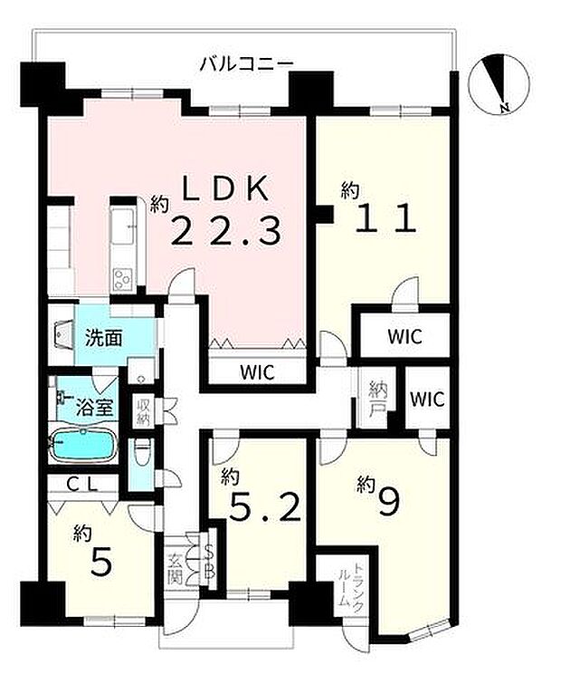 リバーガーデン森の城(4LDK) 5階の間取り図